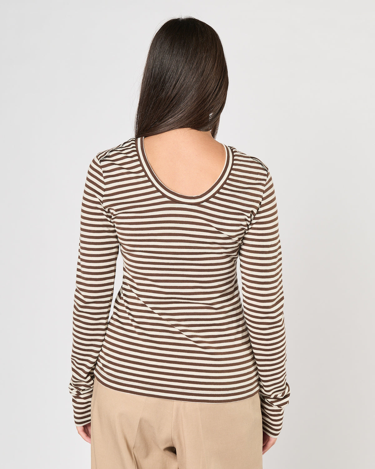Maglia Tela9 riga  marrone e bianca