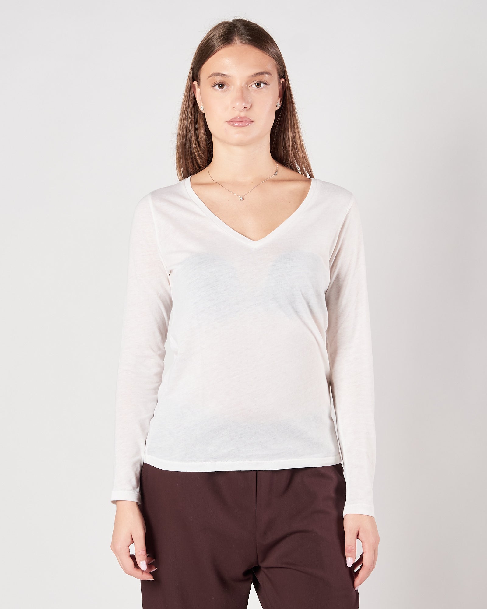 Maglia Majestic scollo V bianco latte