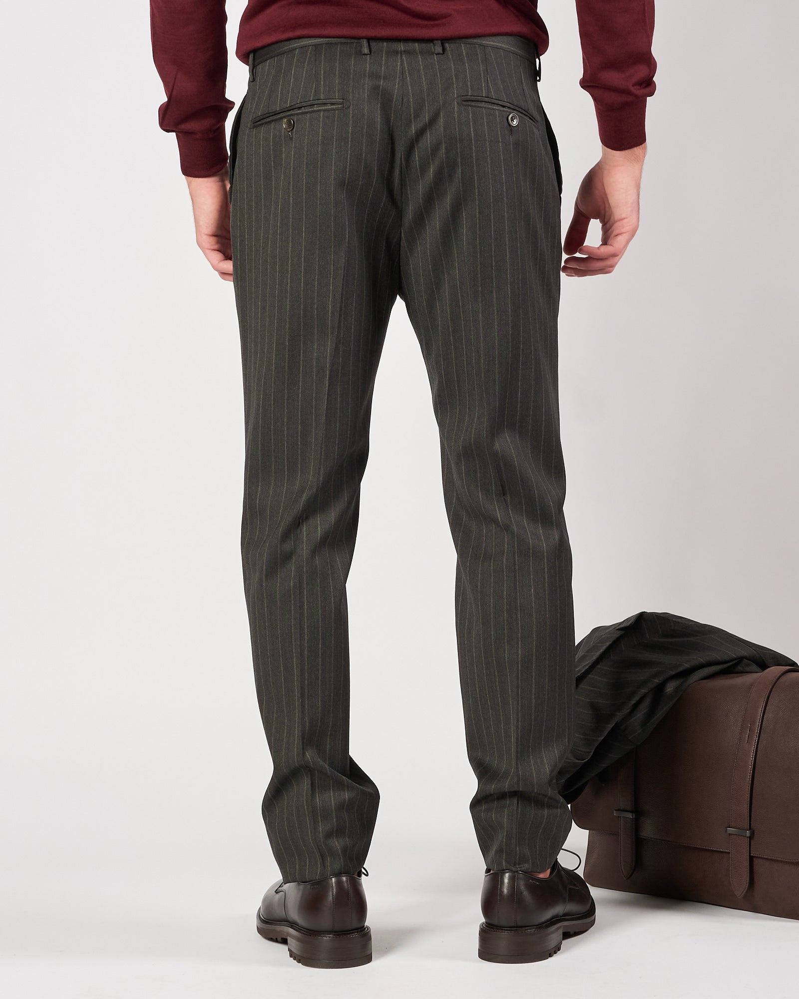 Abito Tagliatore doppio petto quattro bottoni gessato verde