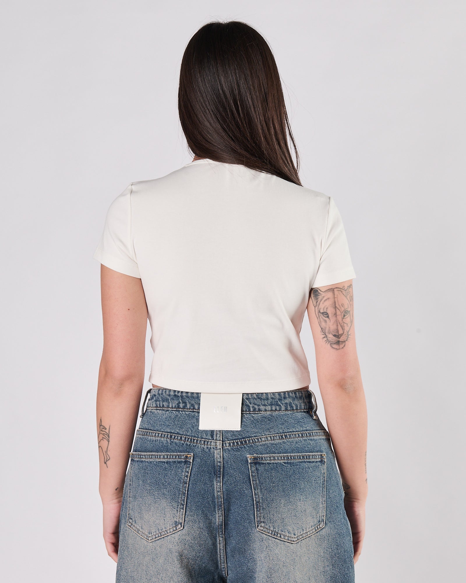 T-shirt Eleh corta bianca con scritta