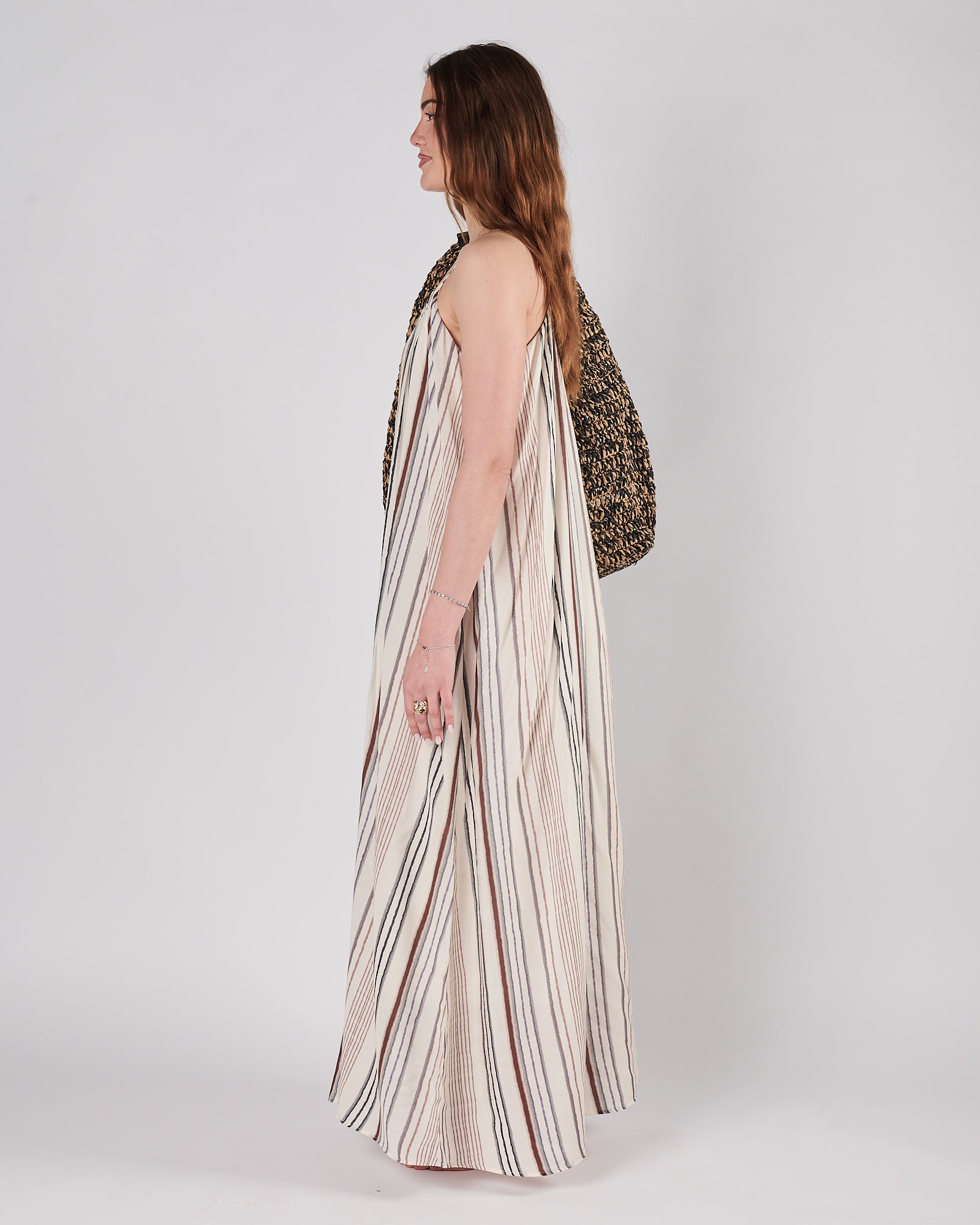 Abito Eleh fanatasia a righe lungo scivolato