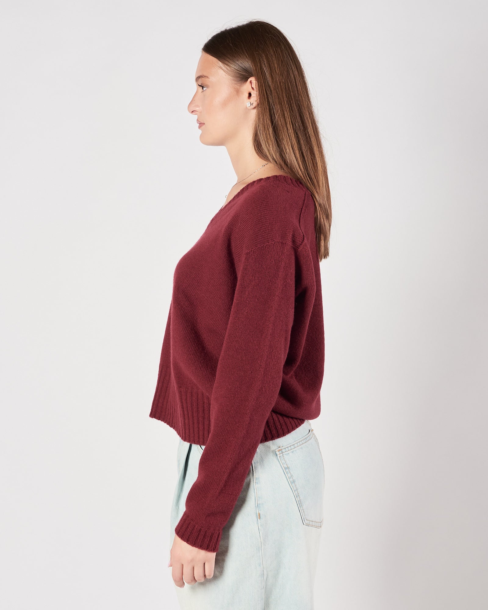 Maglia A|STORE scollo v bordeaux