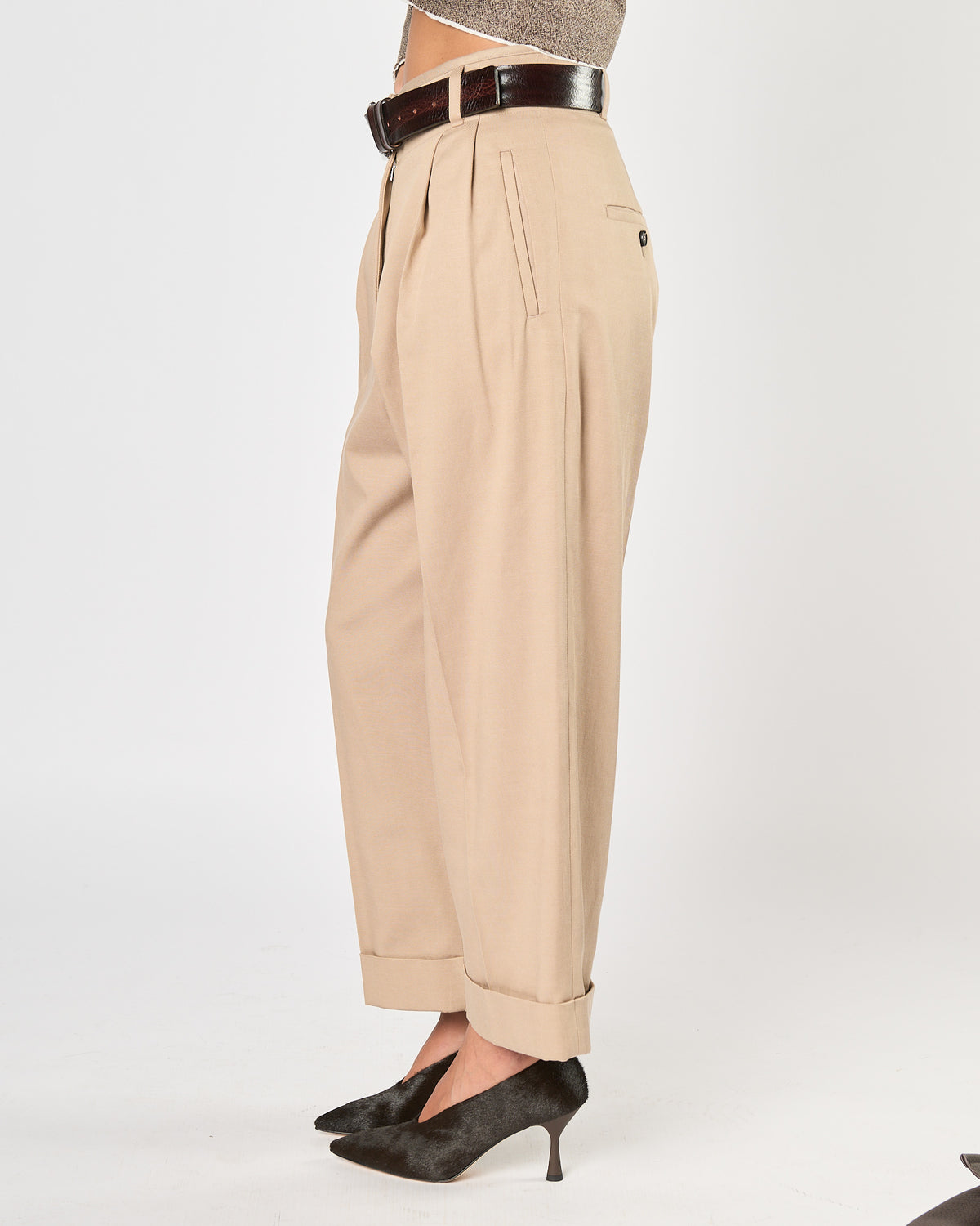 Pantalone Tela9 doppia pence beige