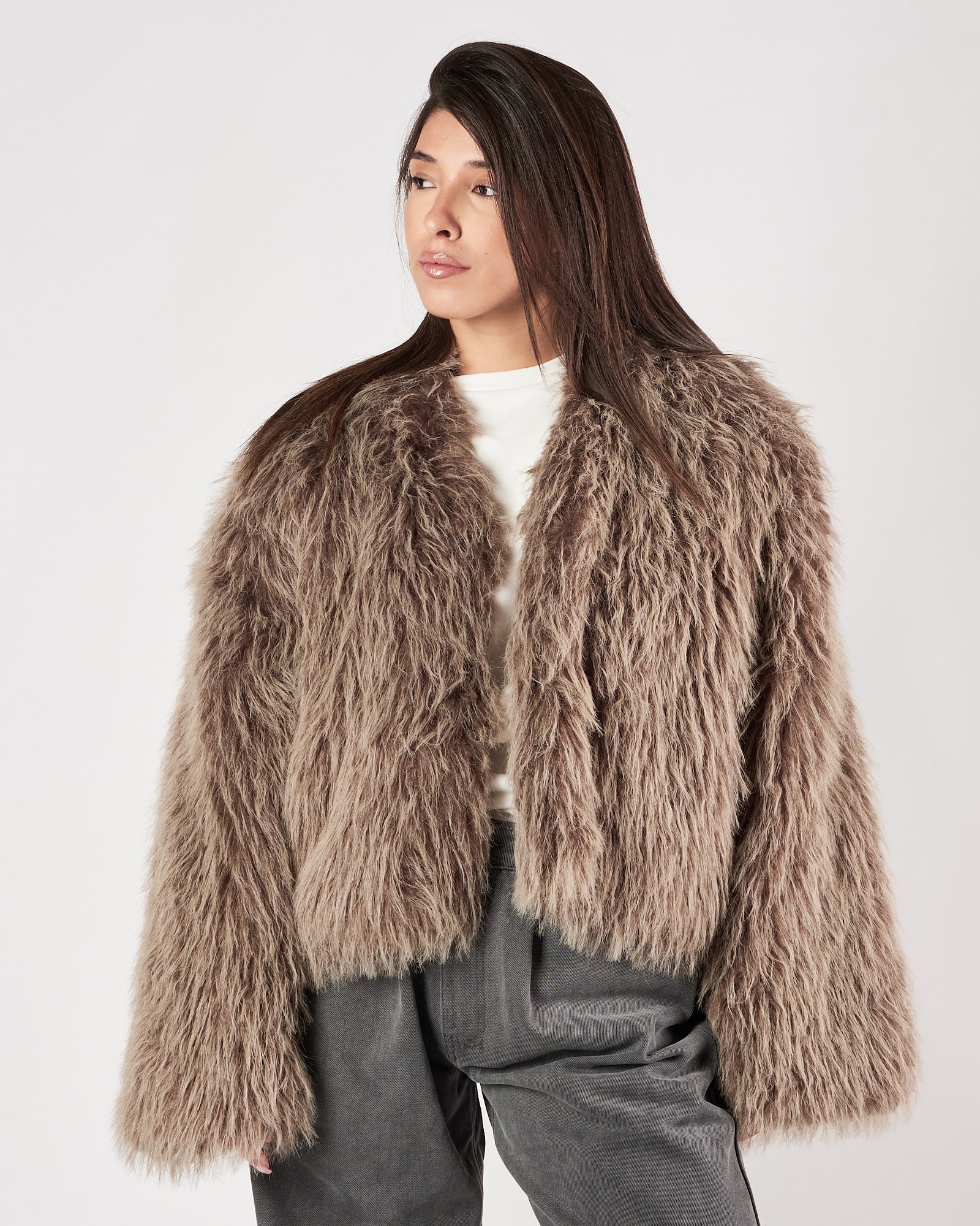 Ecopelliccia Eleh corta grigia