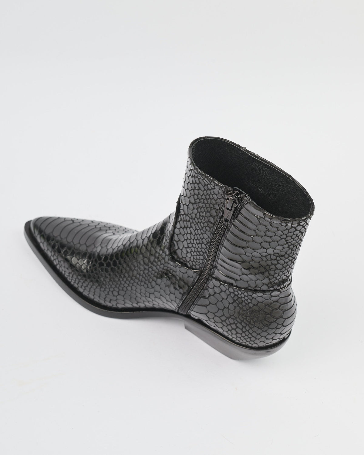 Texano Elena Iachi in pelle stampato pitonato nero