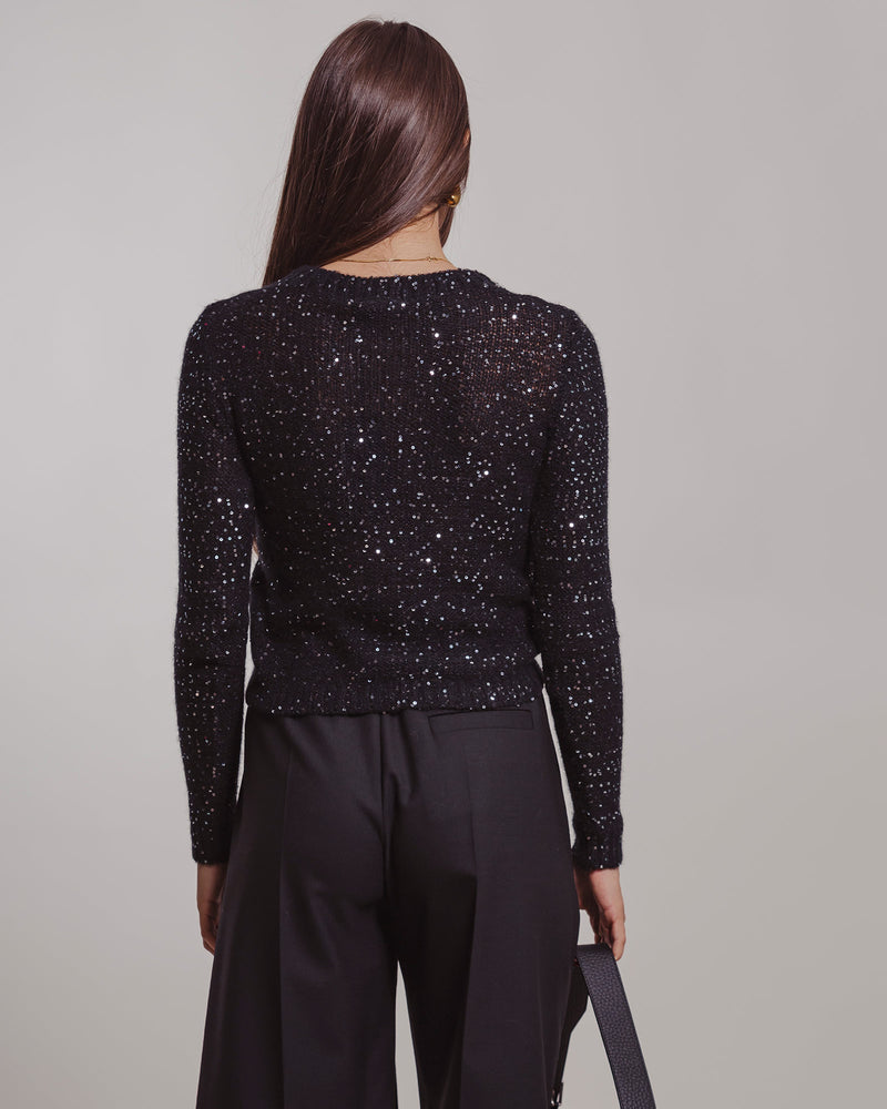 Maglia Roberto Collina con paillettes nera