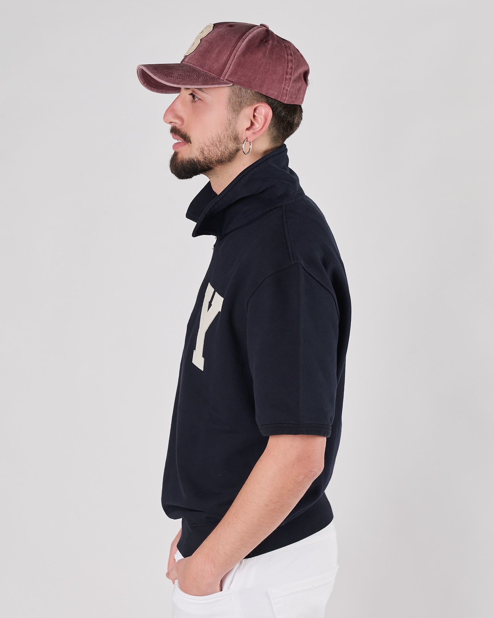 Polo Chesapeake's con zip in felpa mezza manica blu