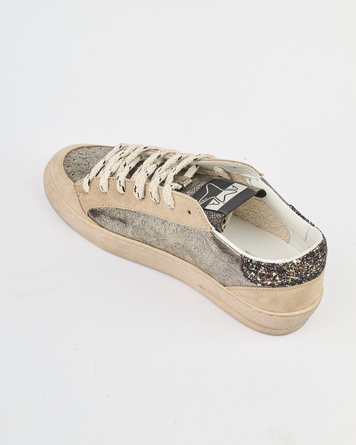 Sneaker Ama Brand glitter e suede grigia e nera