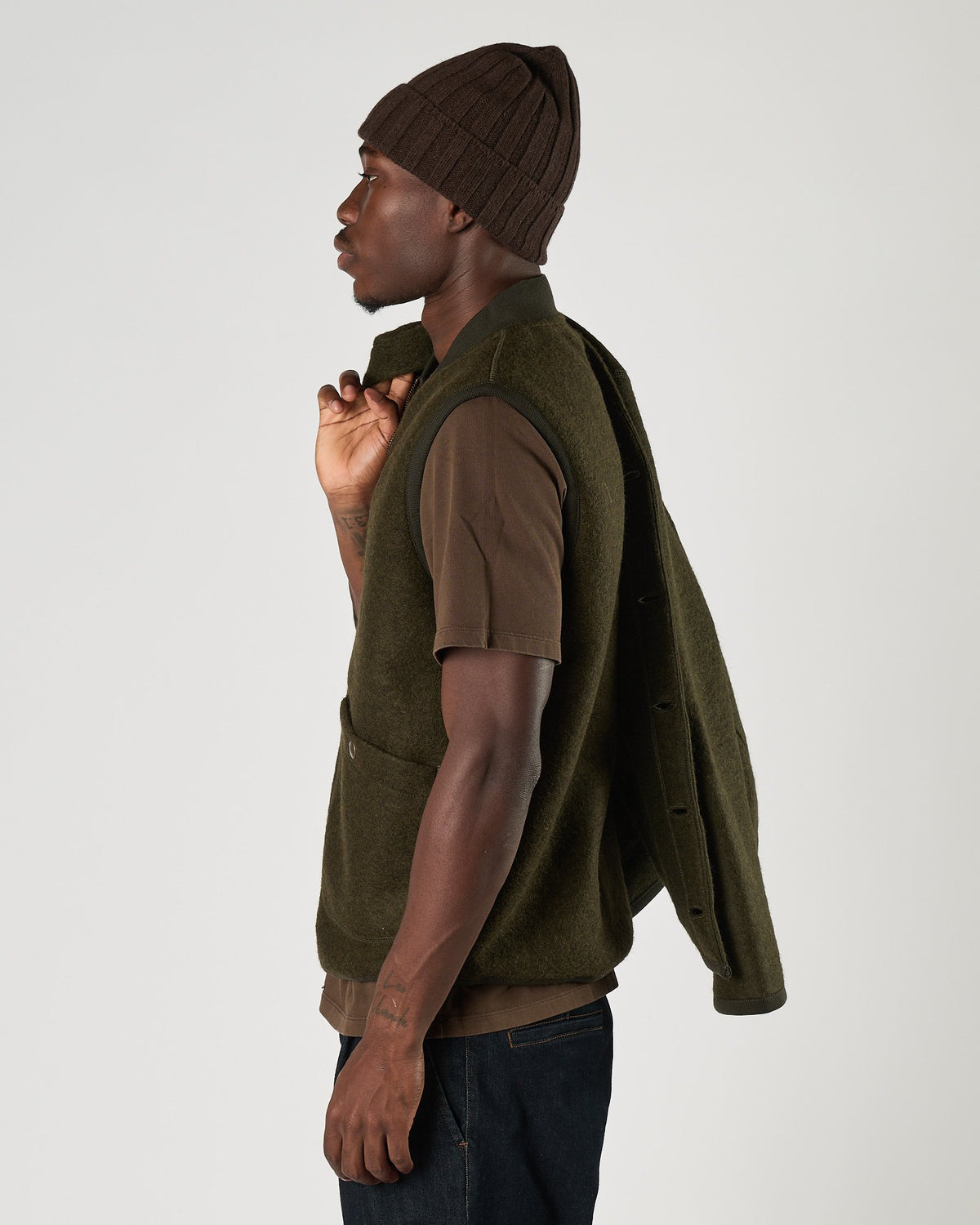 Gilet Bl'ker in lana cotta verde