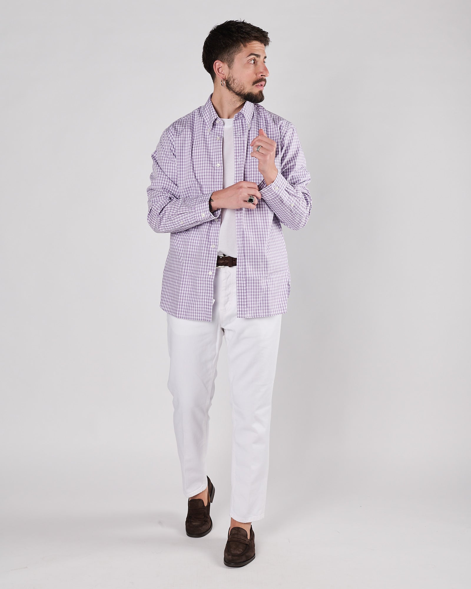 Camicia Xacus a quadretti lilla