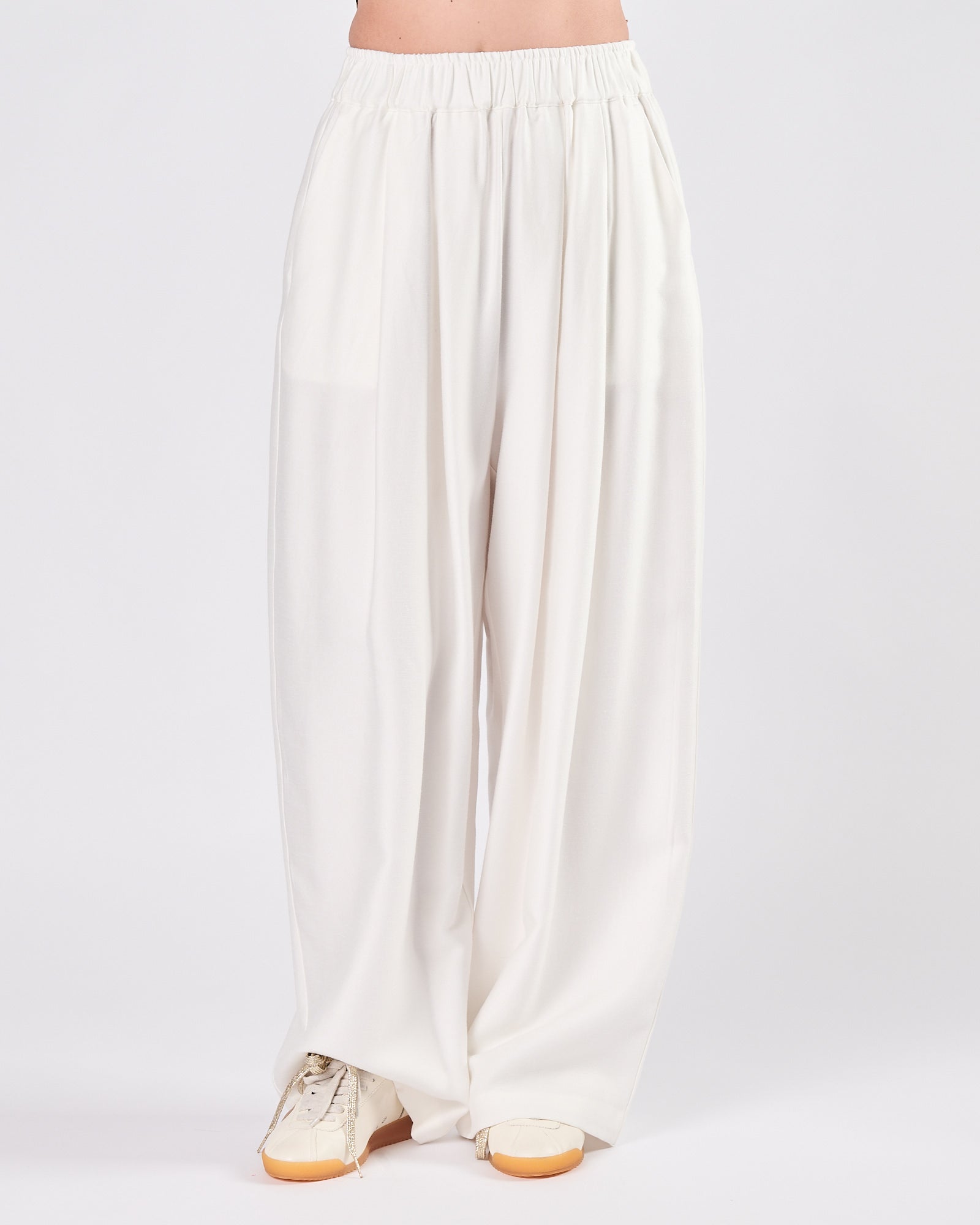 Pantalone Eleh con elastico in vita morbido bianco