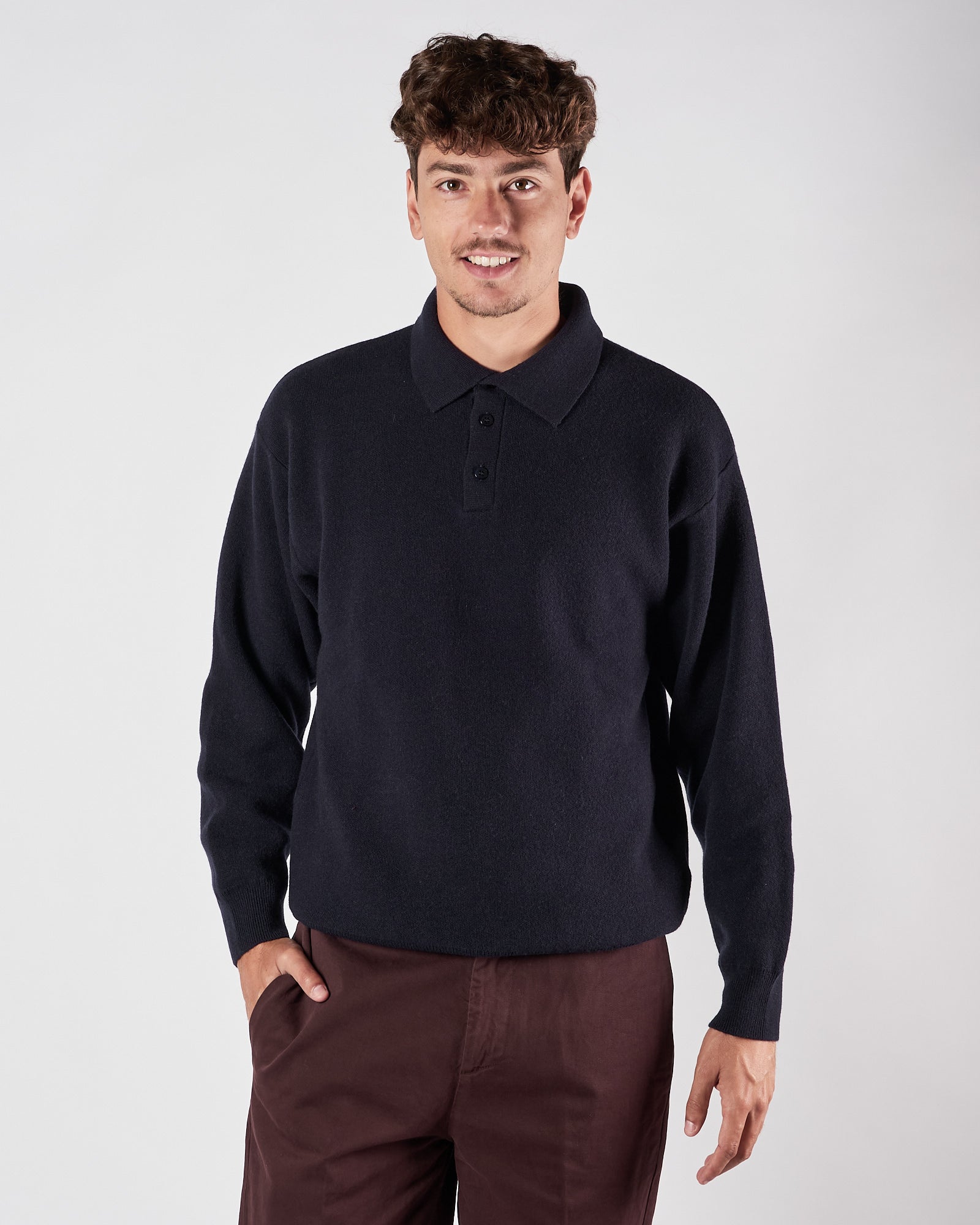 Polo Daniele Fiesoli in lana e cachemere blu