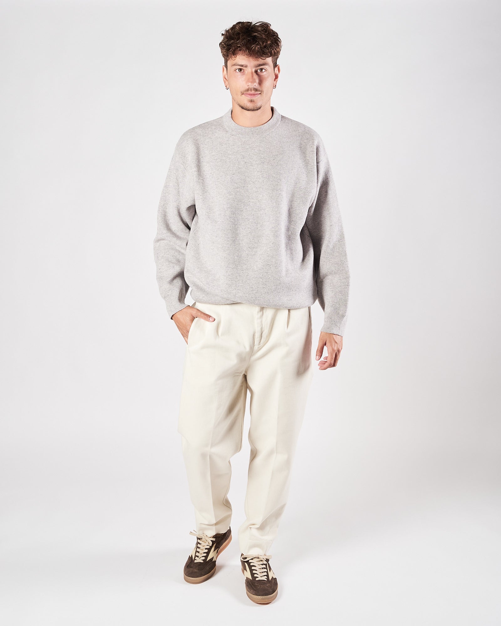 Maglia Daniele Fiesoli girocollo over grigio perla