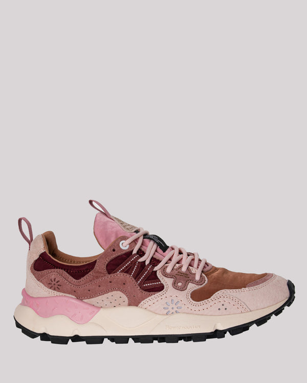 Pink suede and nylon sneakers