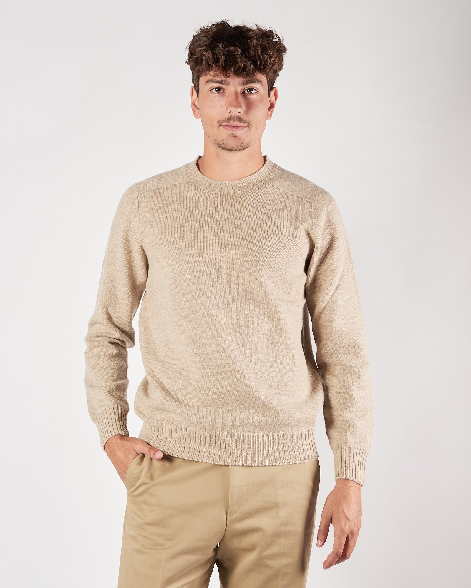 Maglia A|STORE in lana girocollo beige