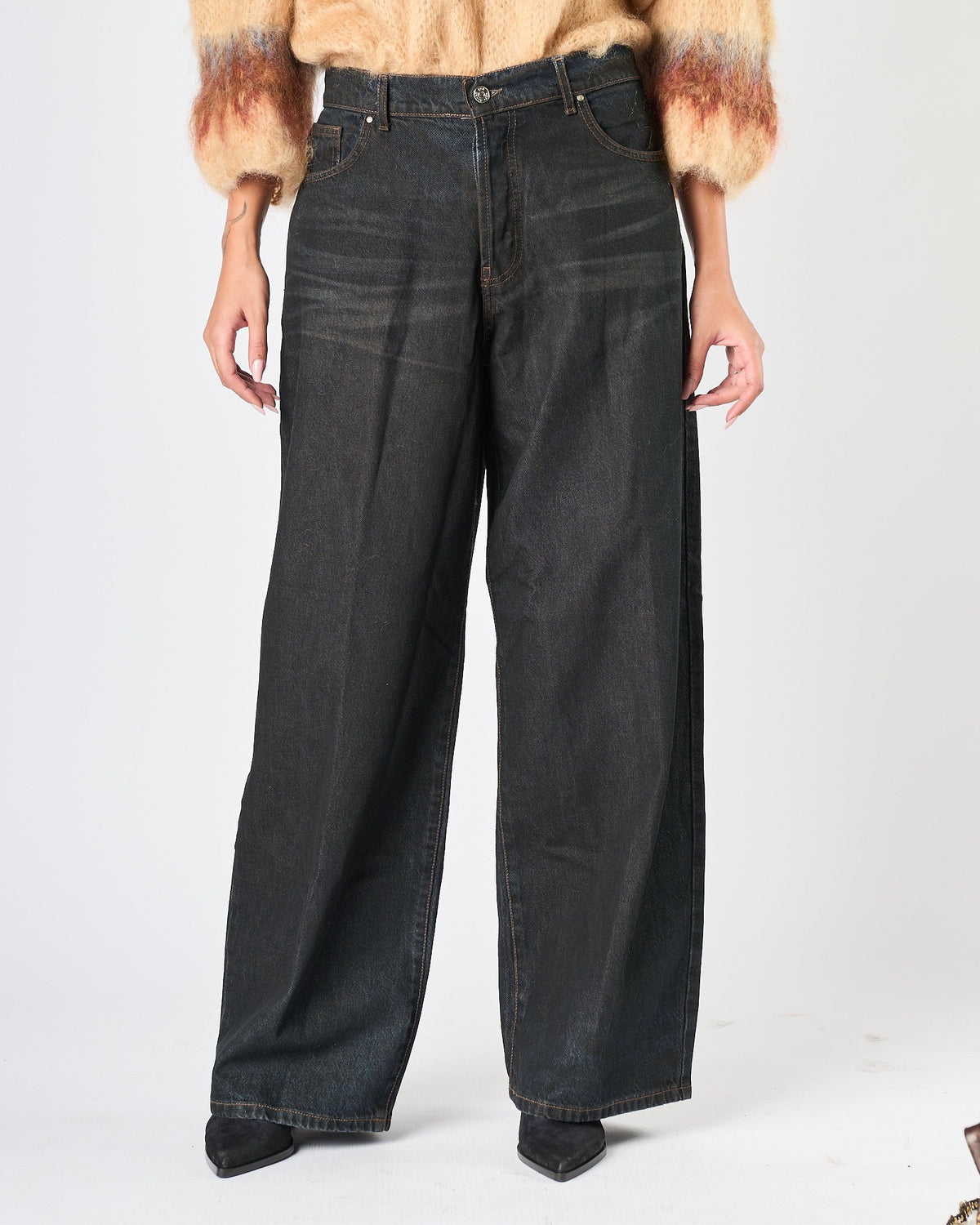 Jeans God Save Denim blu notte lavato sfumato cioccolato