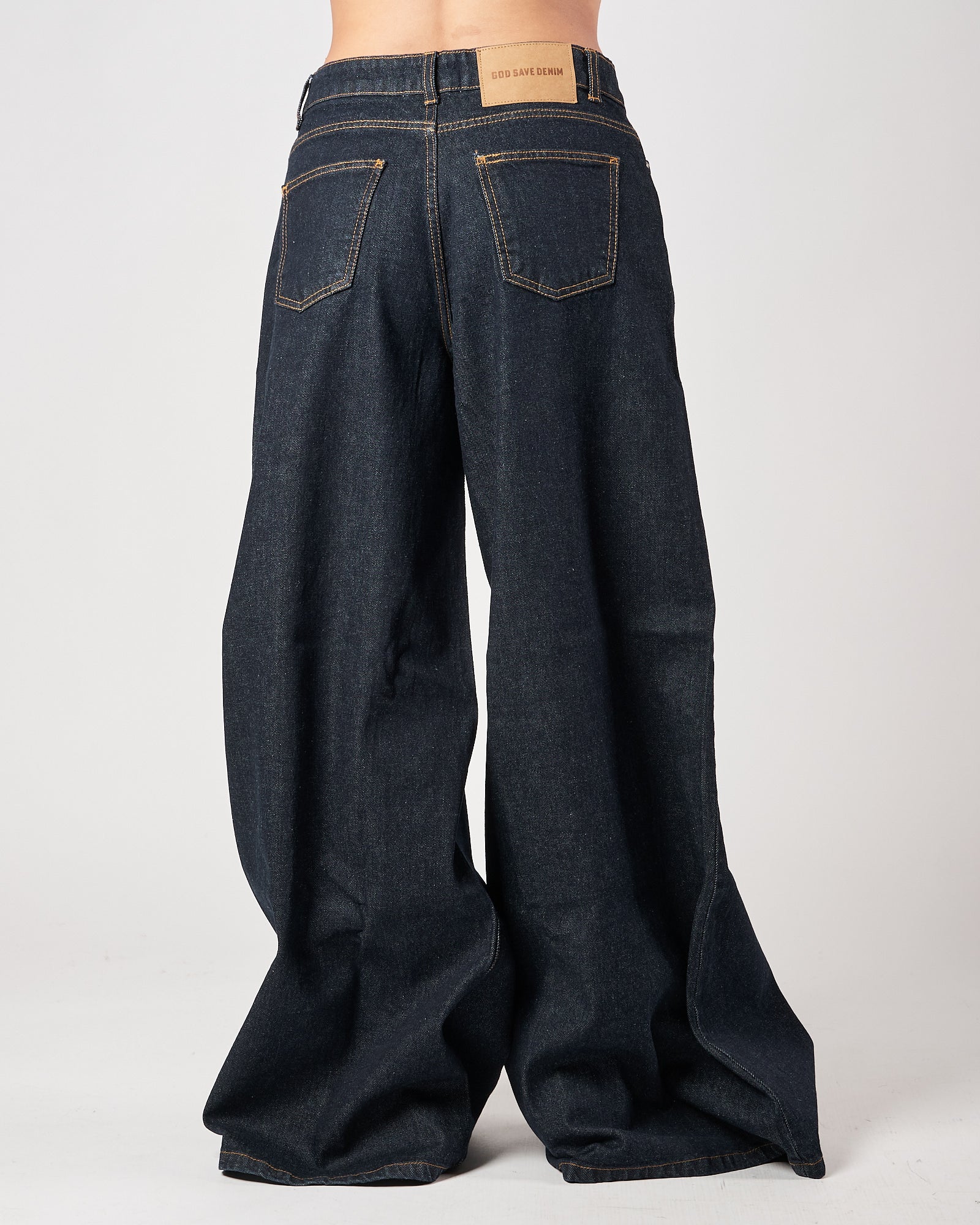 Jeans God Save Denim largo blu scuro