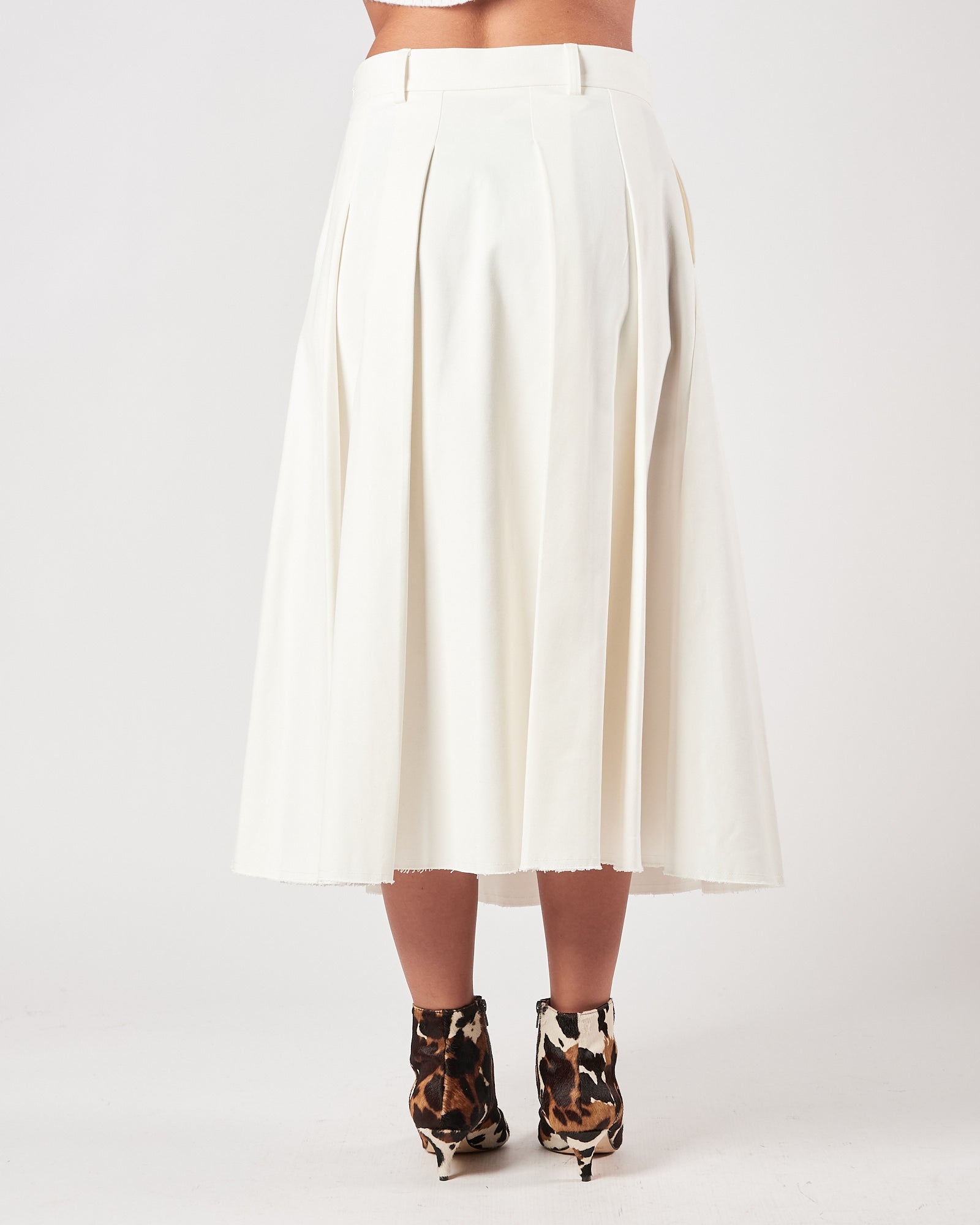 Gonna Tela9 lunga panna con pieghe