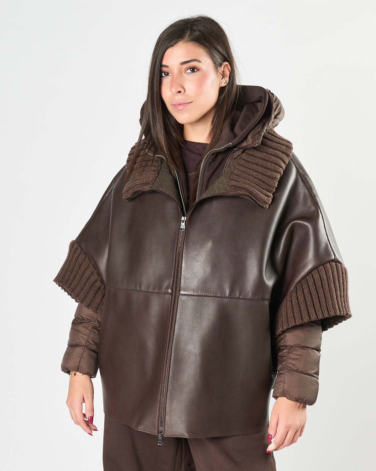 Giaccone A|STORE doppio in pelle moka