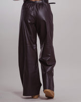 Pantalone Tela in pelle marrone scuro