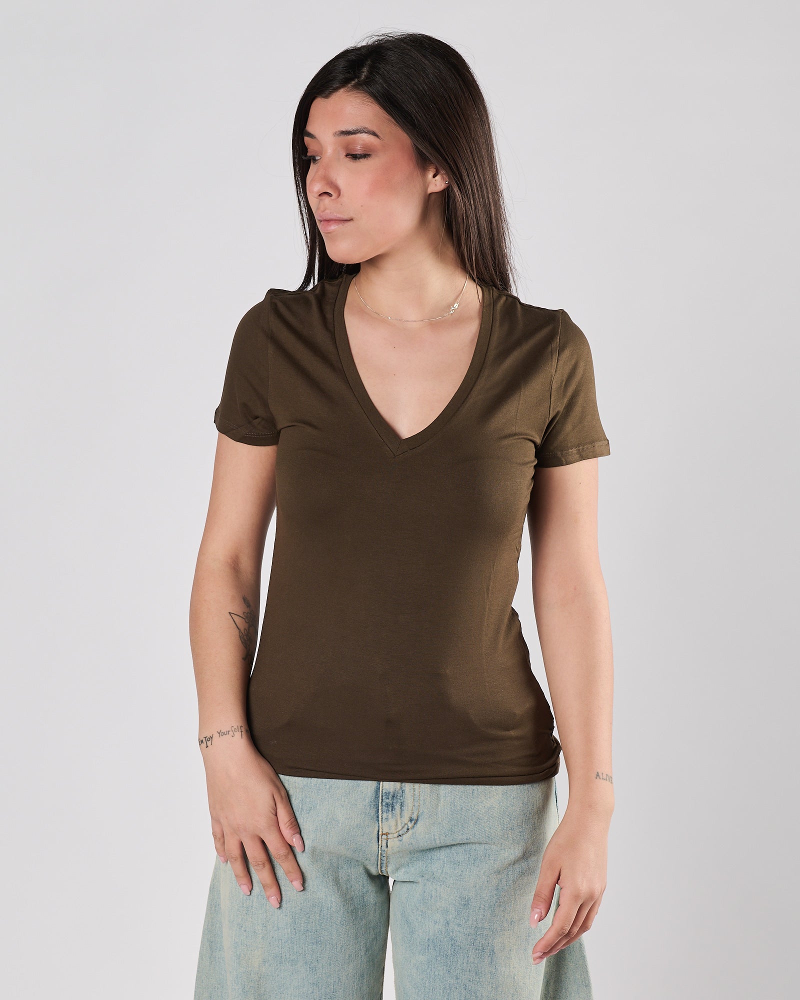 T-shirt Majestic scollo v manica corta tonka