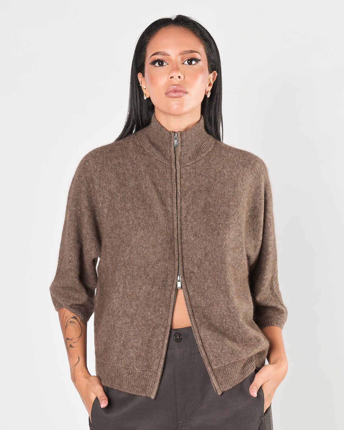 Maglia Majestic con zip caffè