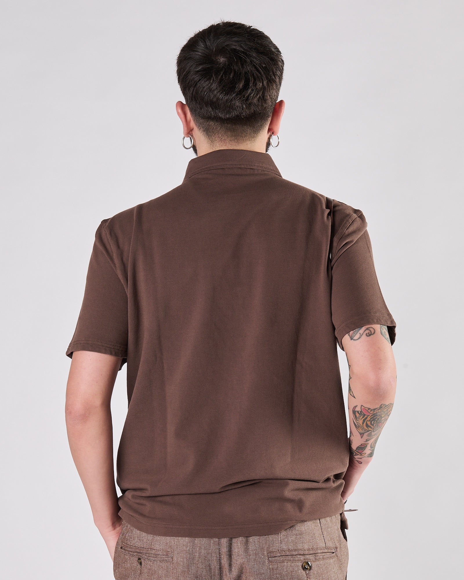 Polo Bl'ker manica corta piquet Dark brown