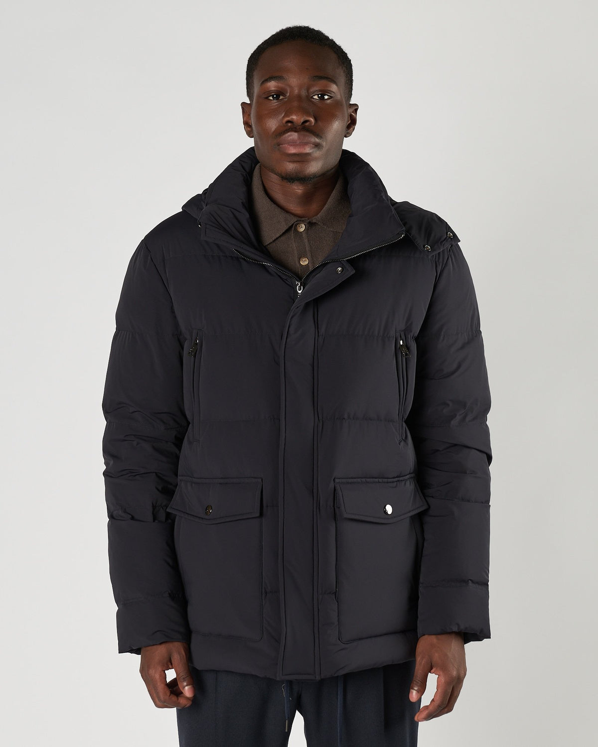 Piumino Onthebund medio lungo dark blu