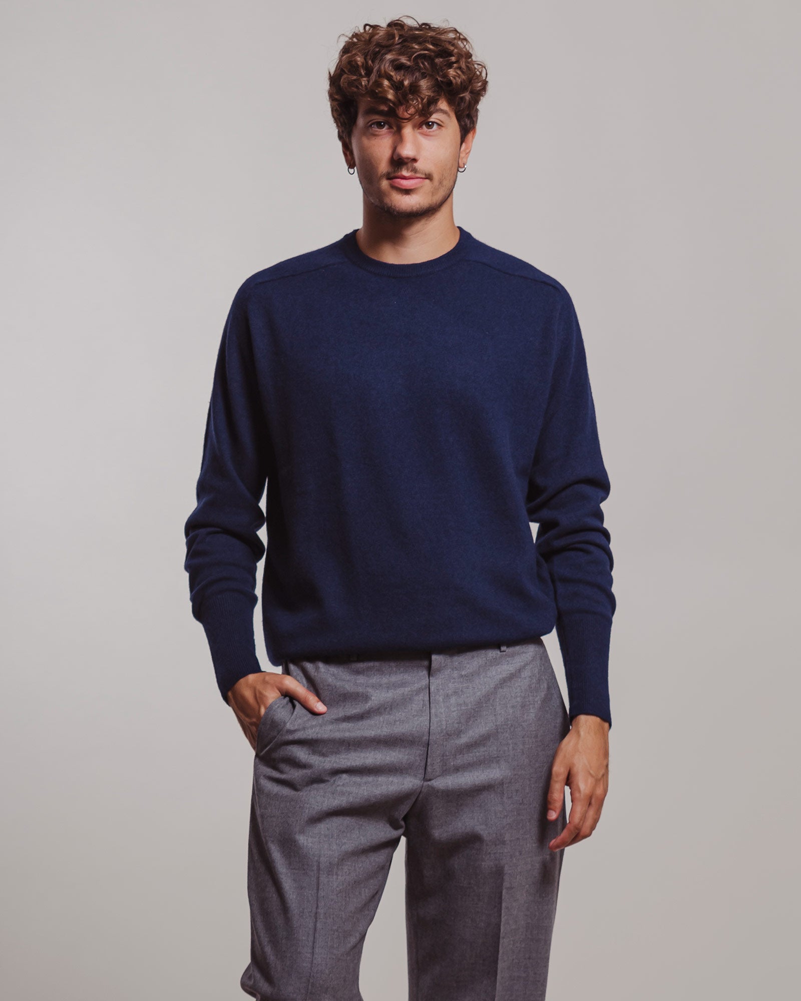 Maglia A|STORE cashmere girocollo blu