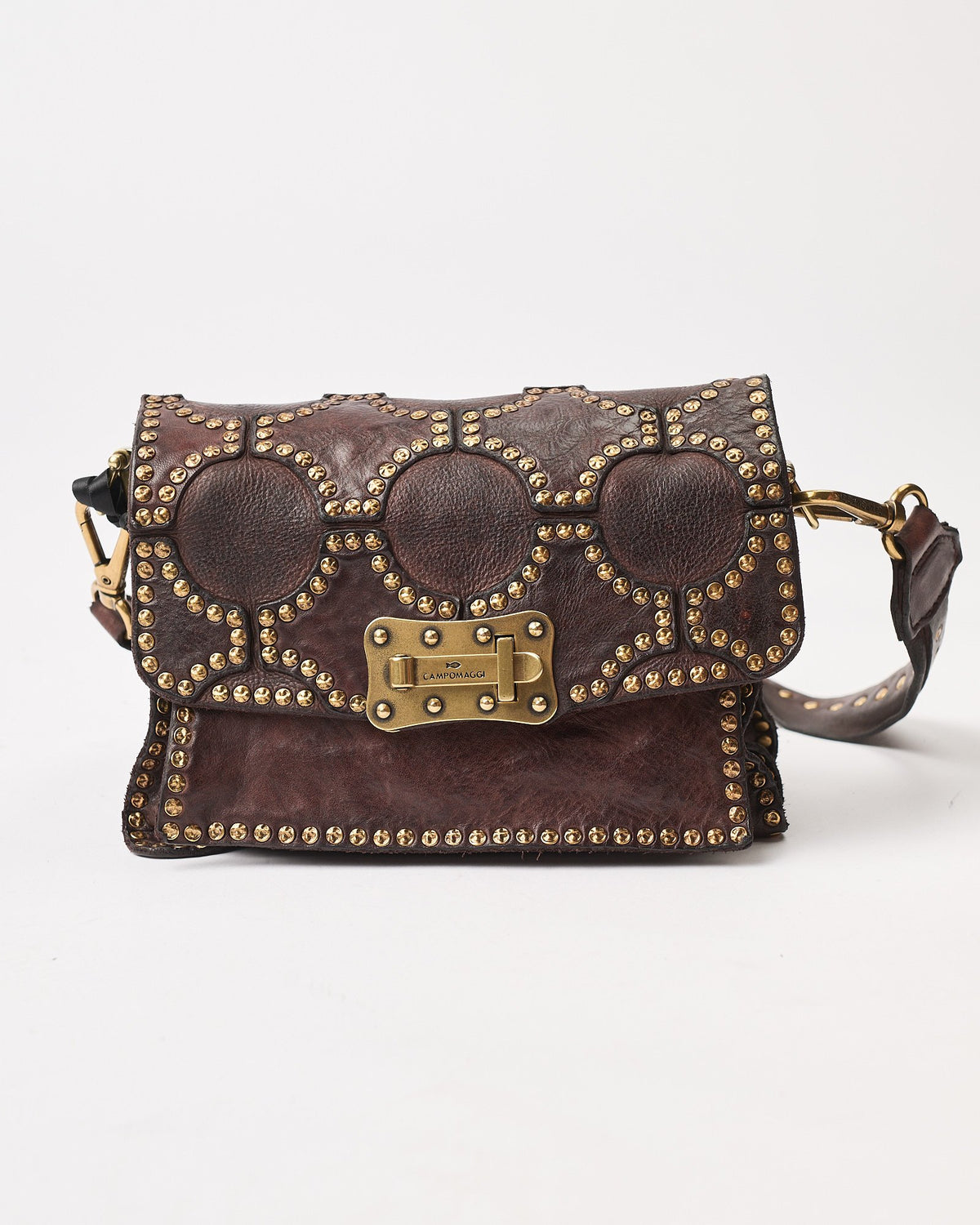 Borsa Campomaggi Agnese S in pelle borchie testa di moro