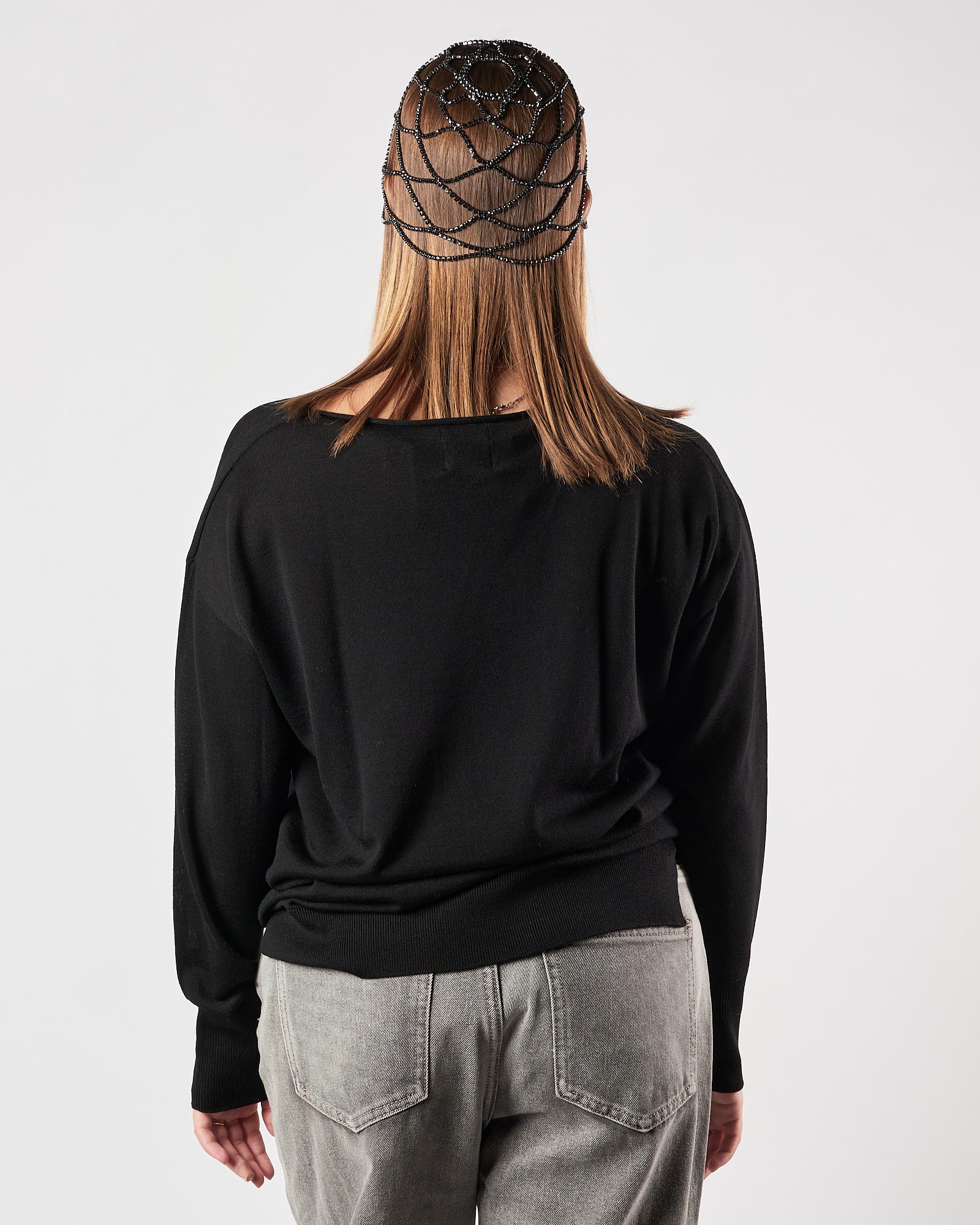 Maglia A|STORE in lana scollo a barca nera