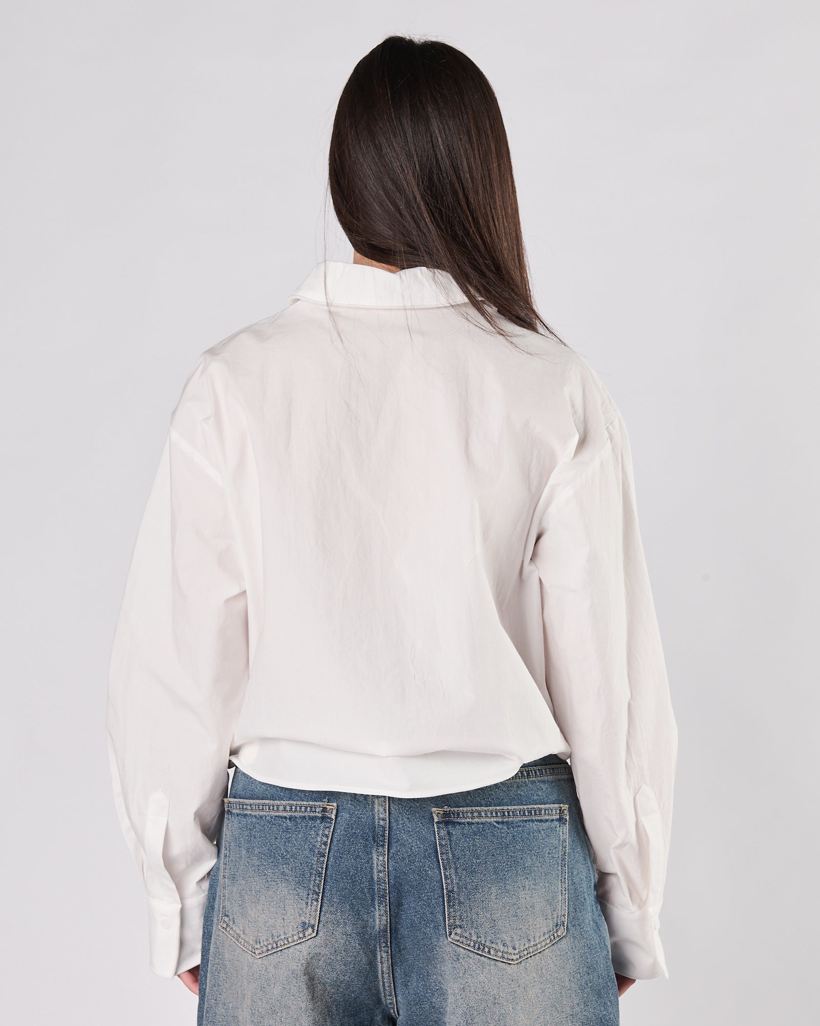 Camicia Eleh in popeline corta bianca