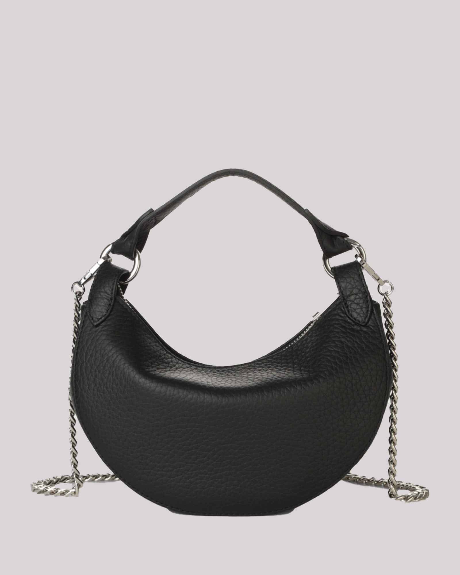 Borsa Mini Dumpling Soft in pelle nero con tracolla