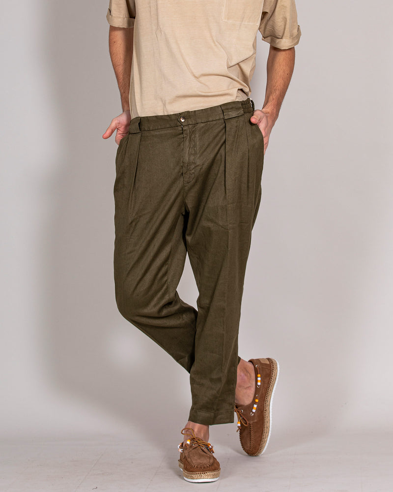 Pantalone doppia pence verde