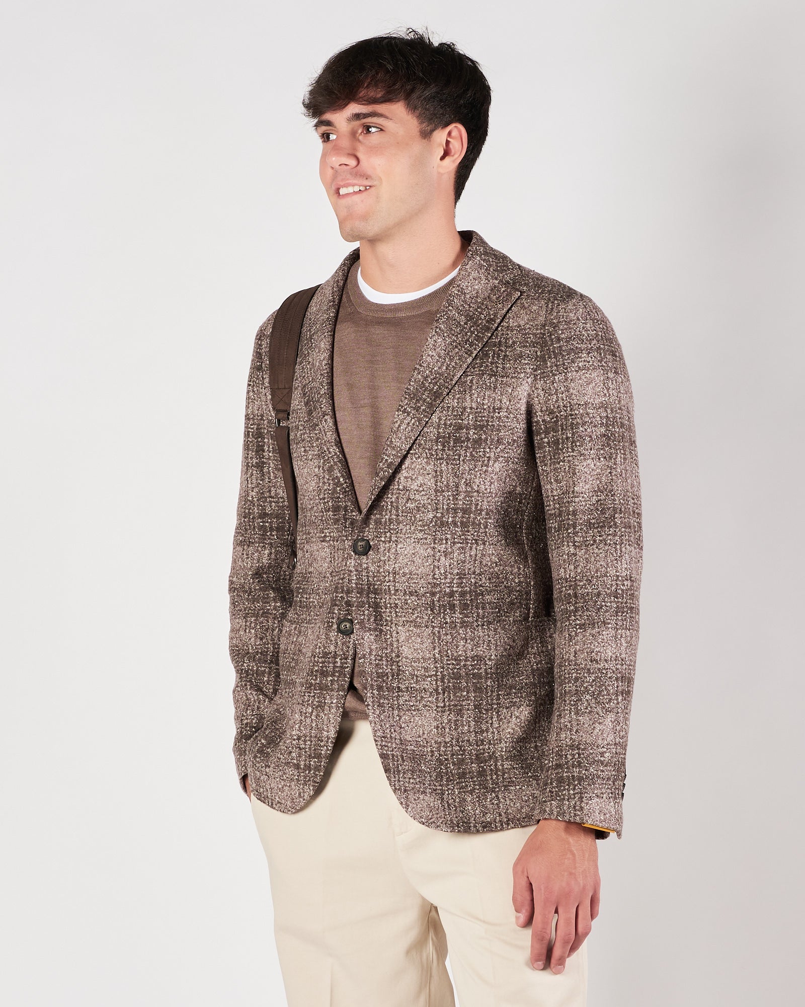 Giacca Tagliatore un petto fantasia quadri tabacco