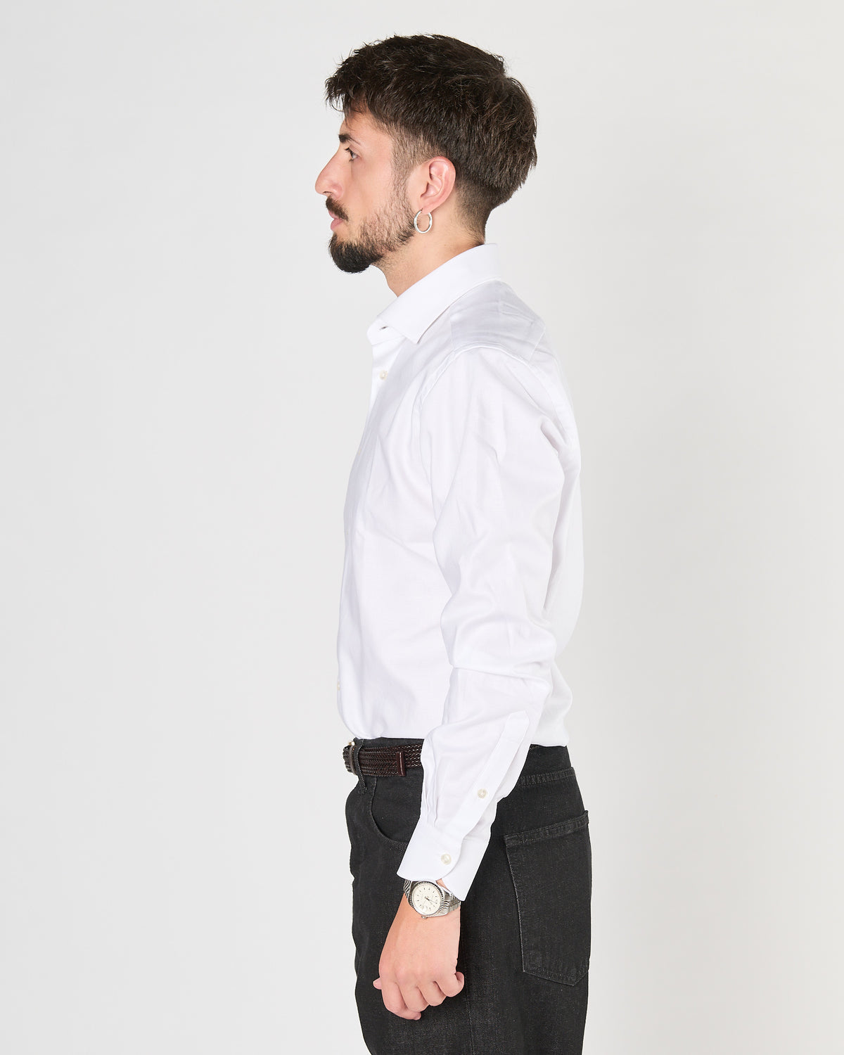 Camicia Xacus Travel Shirt bianca lavorata diagonale
