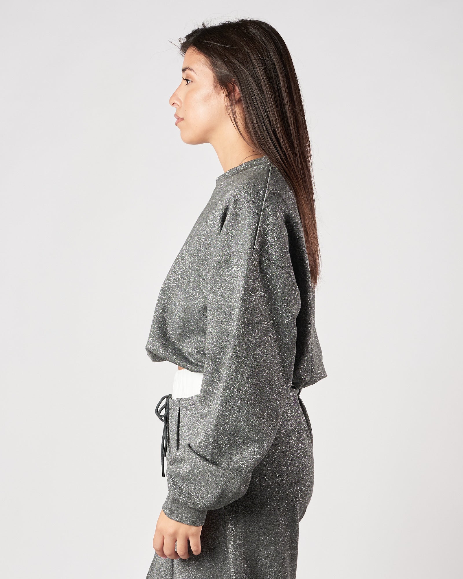 Felpa Eleh corta grigia lurex