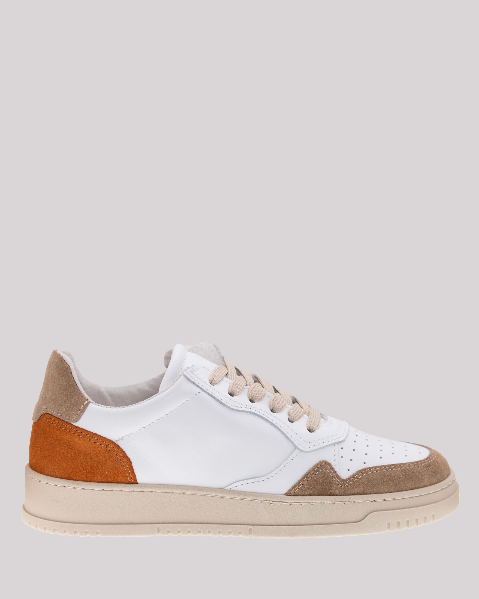 Sneaker A|STORE bianca con inserti camoscio beige arancio