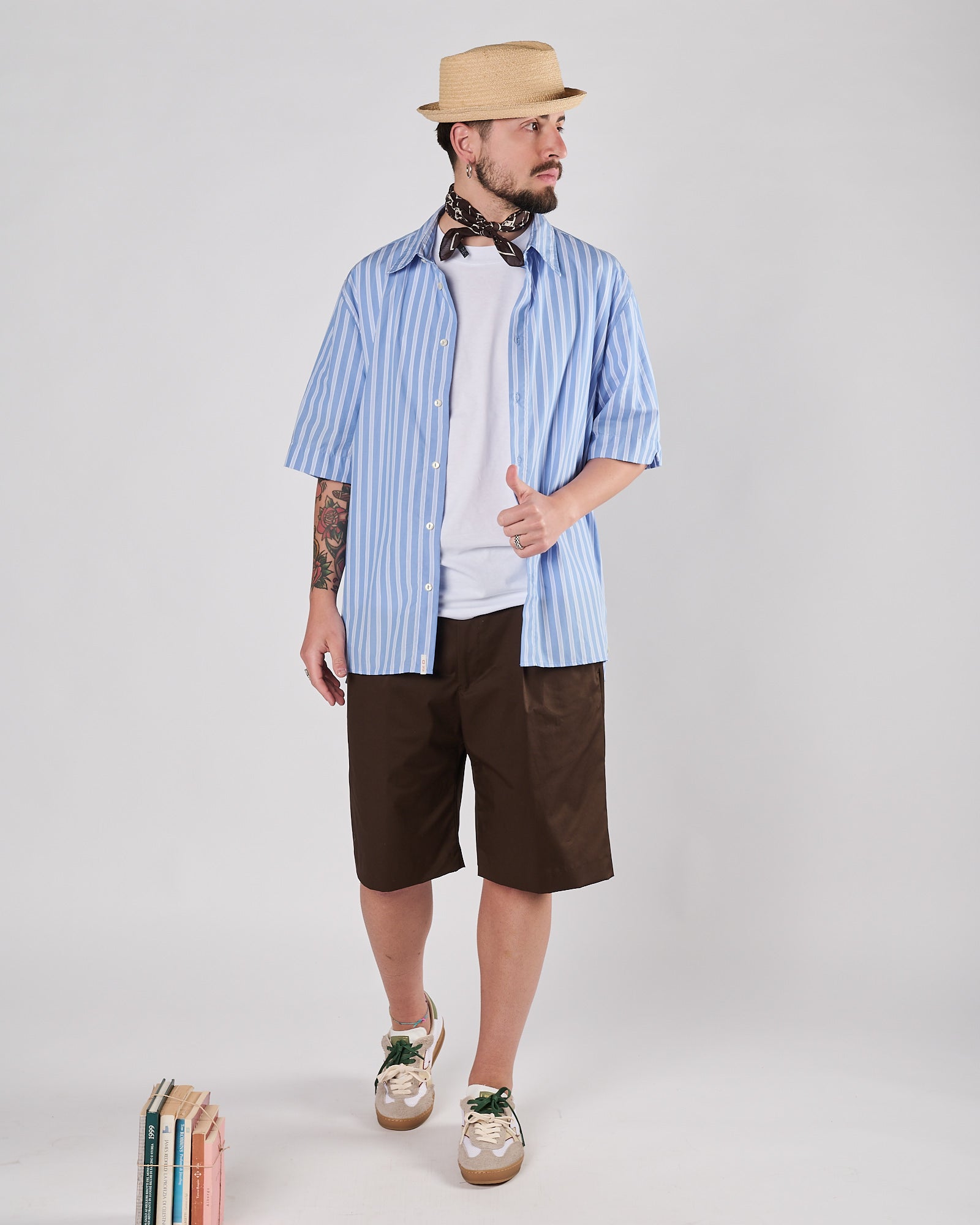 Camicia Officina36 manica corta fantasia a righe