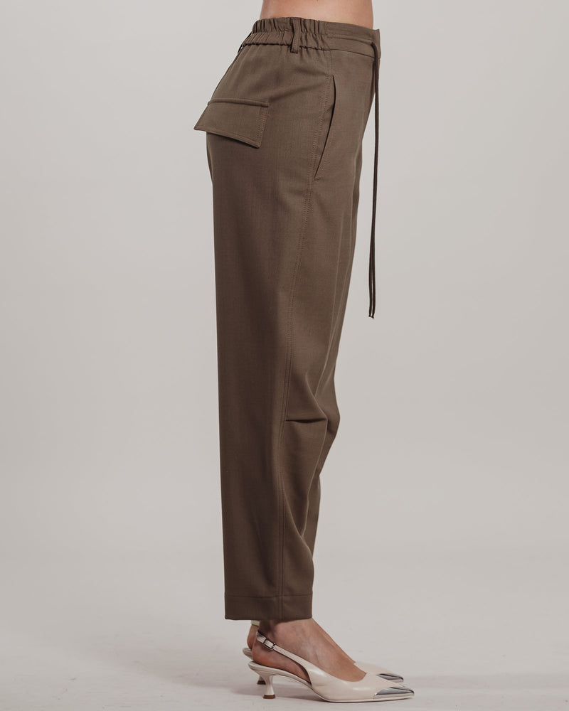 Pantalone Tela con elastico in vita taupe