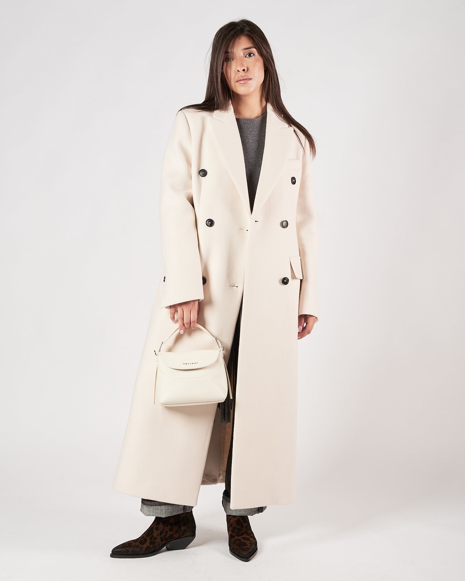 Cappotto Tela9 doppio petto lungo panna