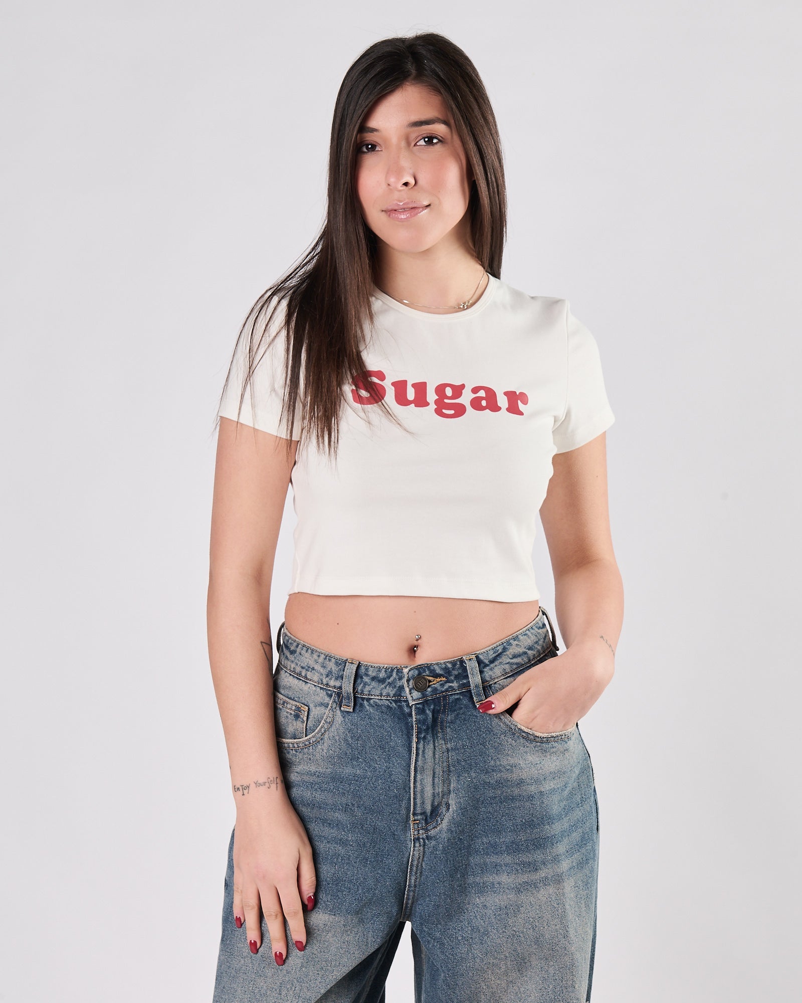 T-shirt Eleh corta bianca con scritta