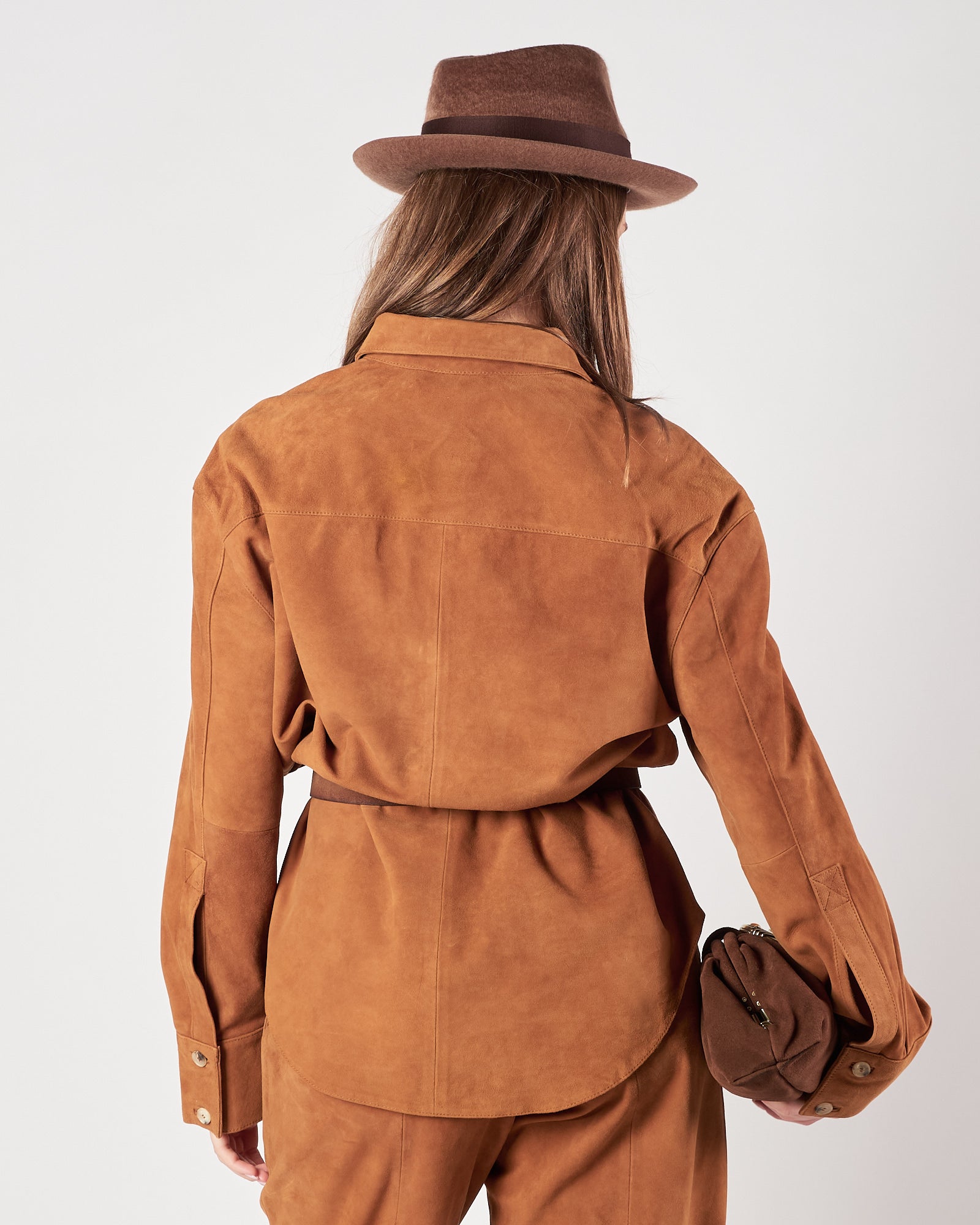 Camicia Tela9 in suede ruggine