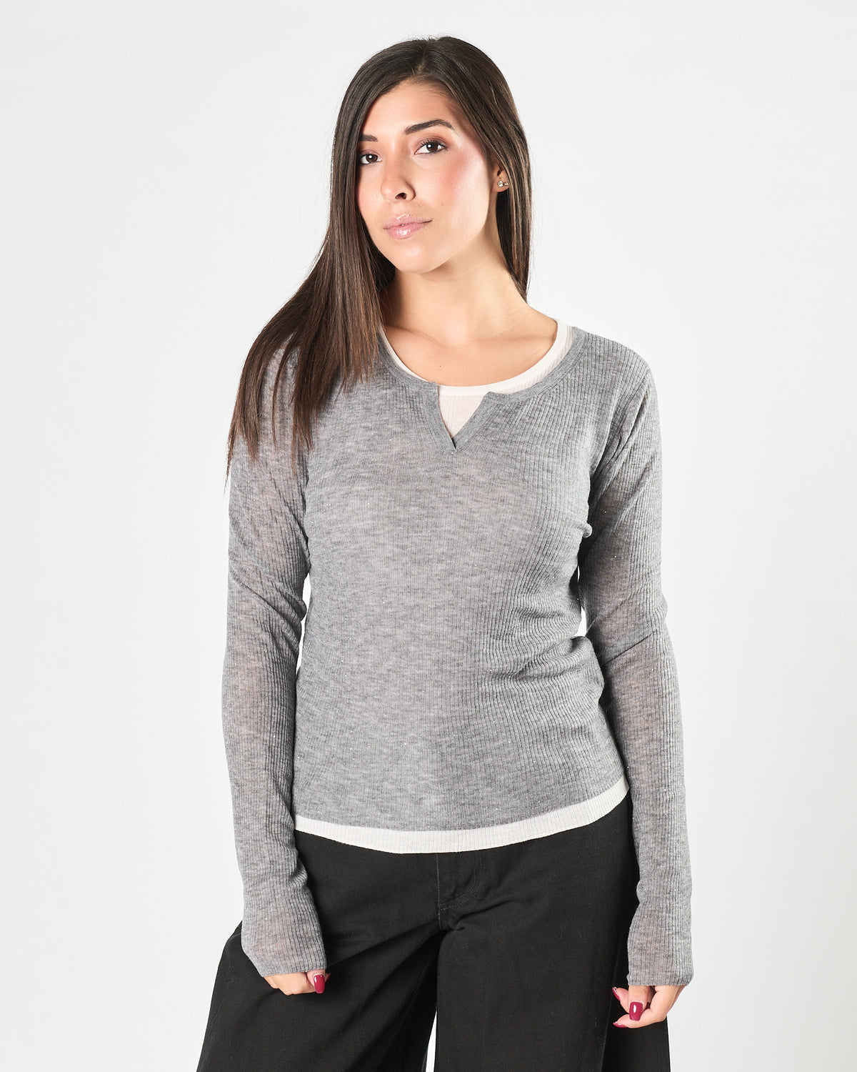 Maglia Eleh doppia grigia micro lurex