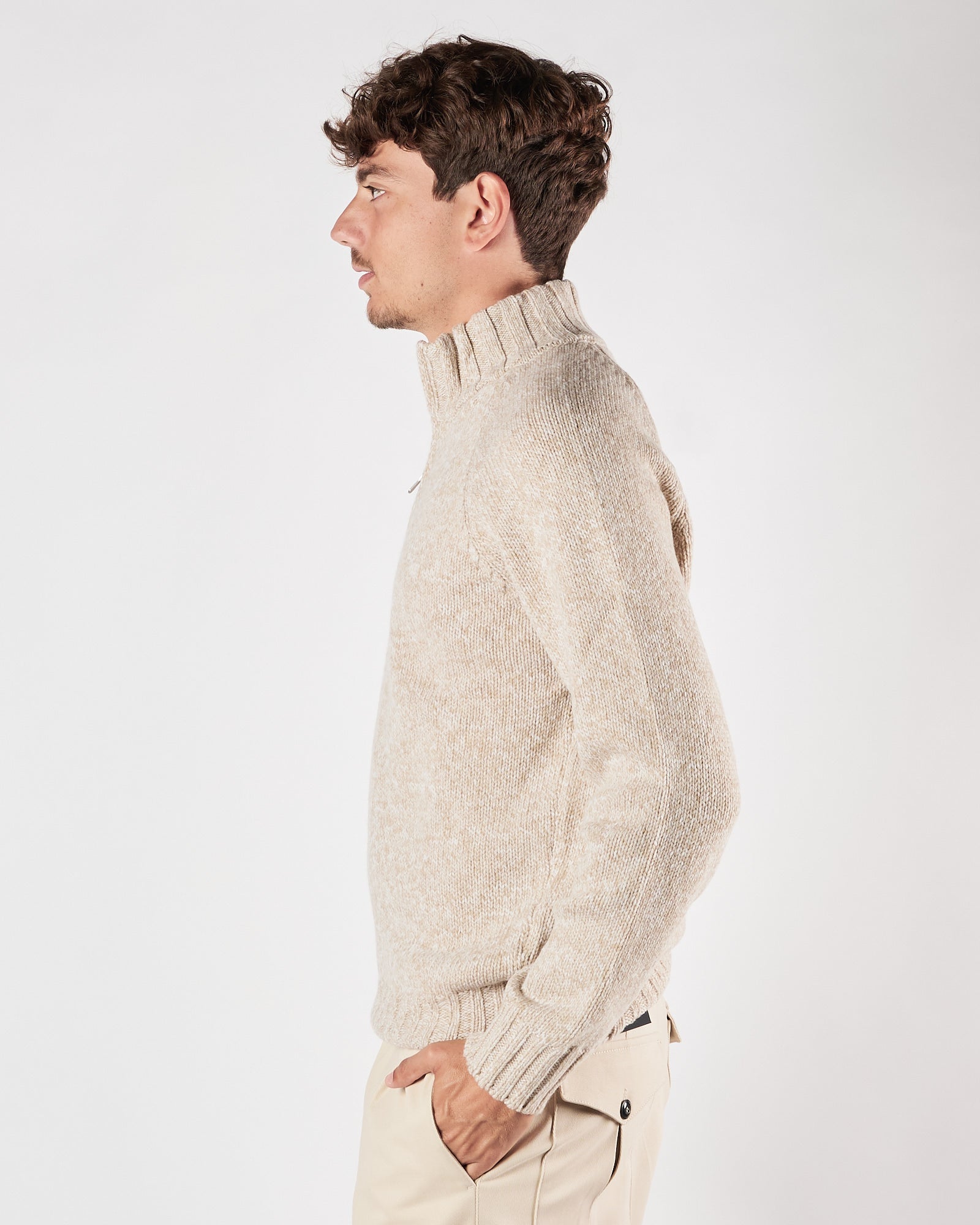 Maglia A|STORE lupo con zip beige