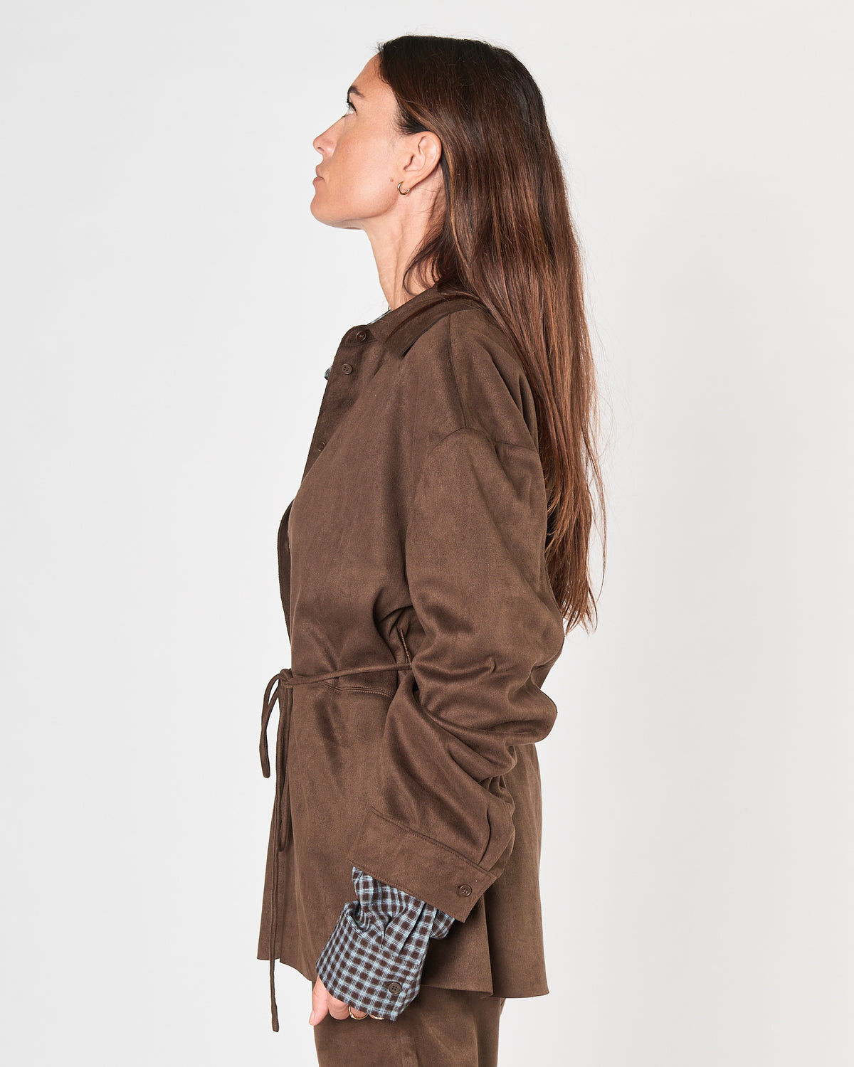 Camicia Eleh in suede cioccolato