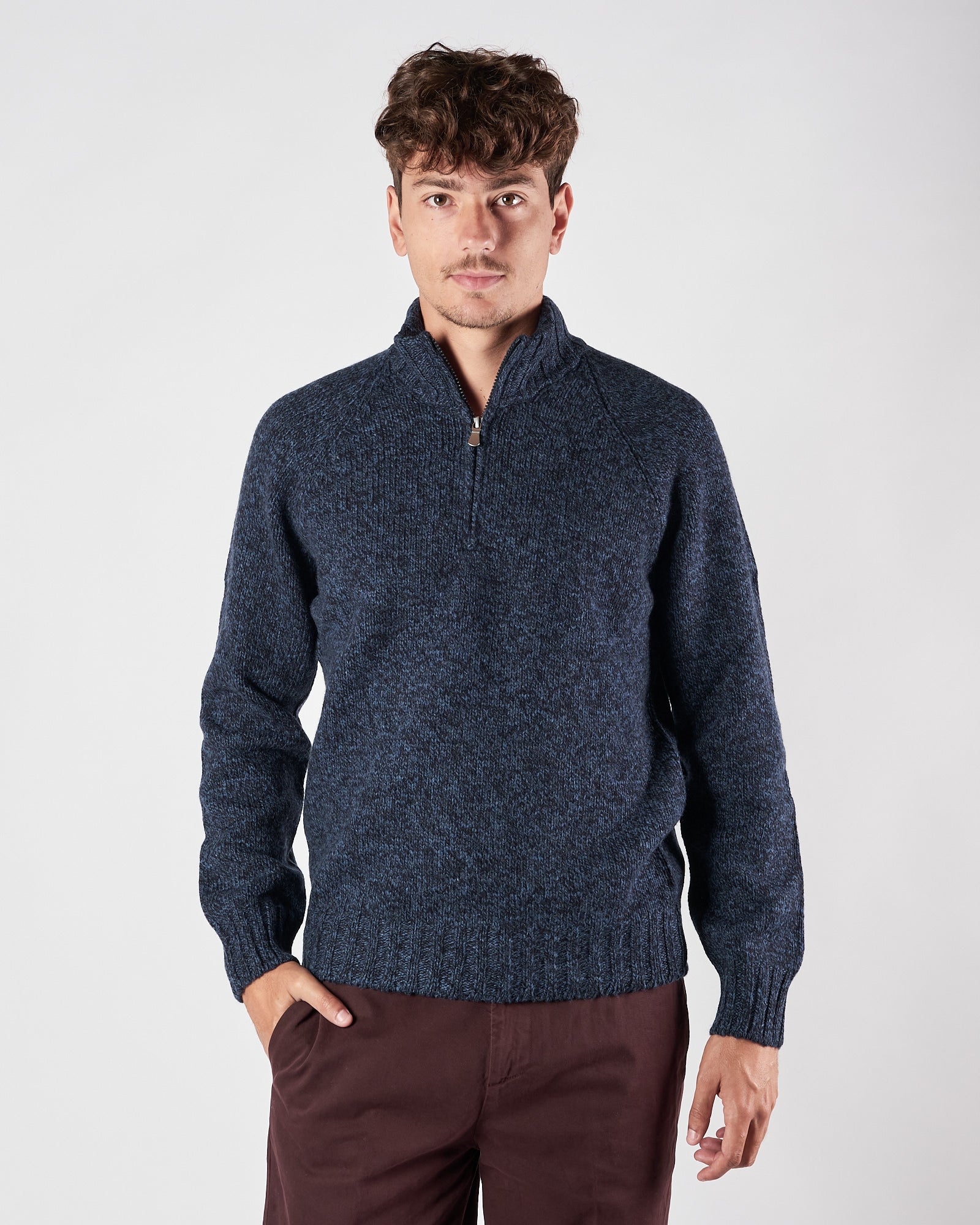 Maglia A|STORE lupo con zip blu