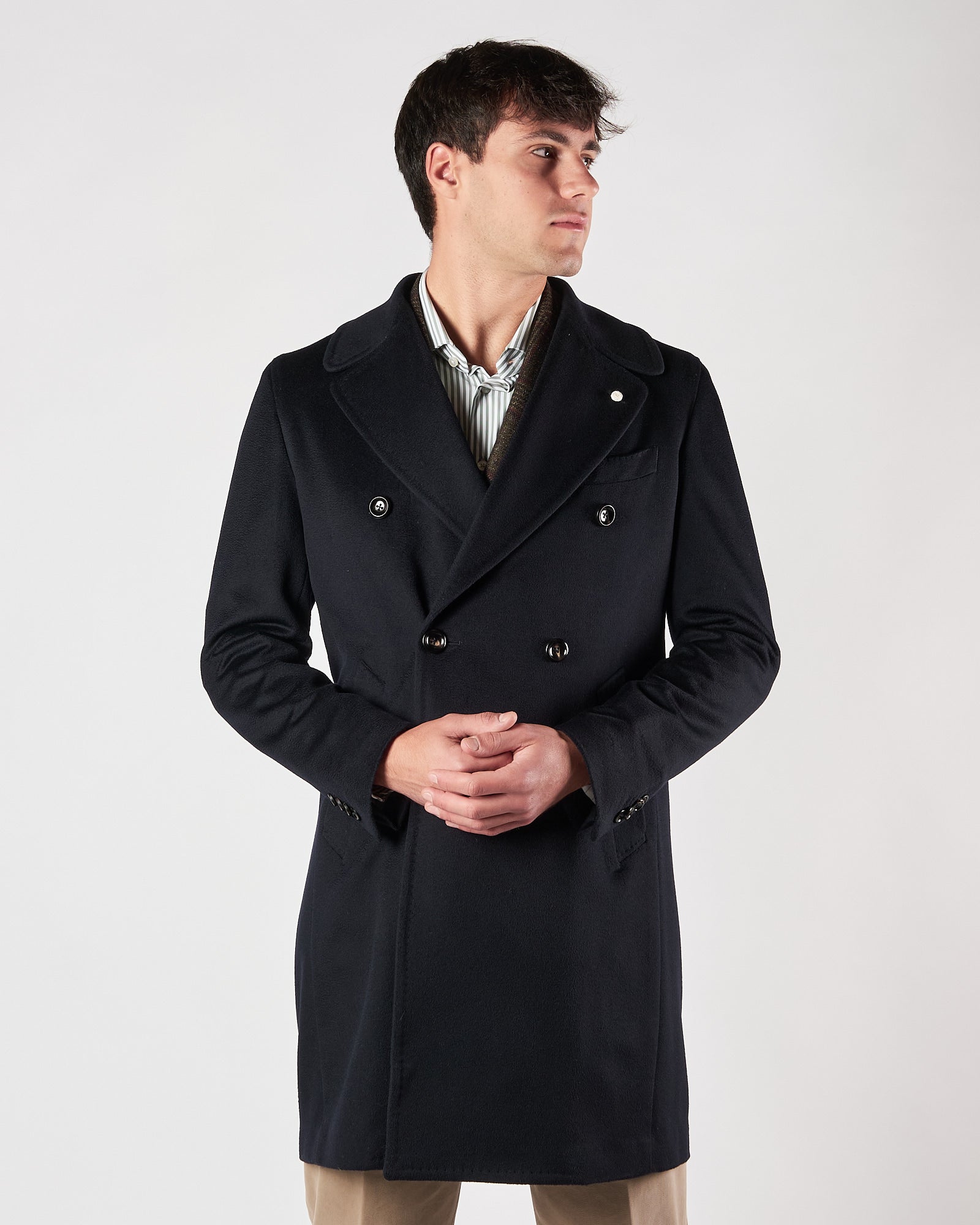 Cappotto Luigi Bianchi doppio petto blu