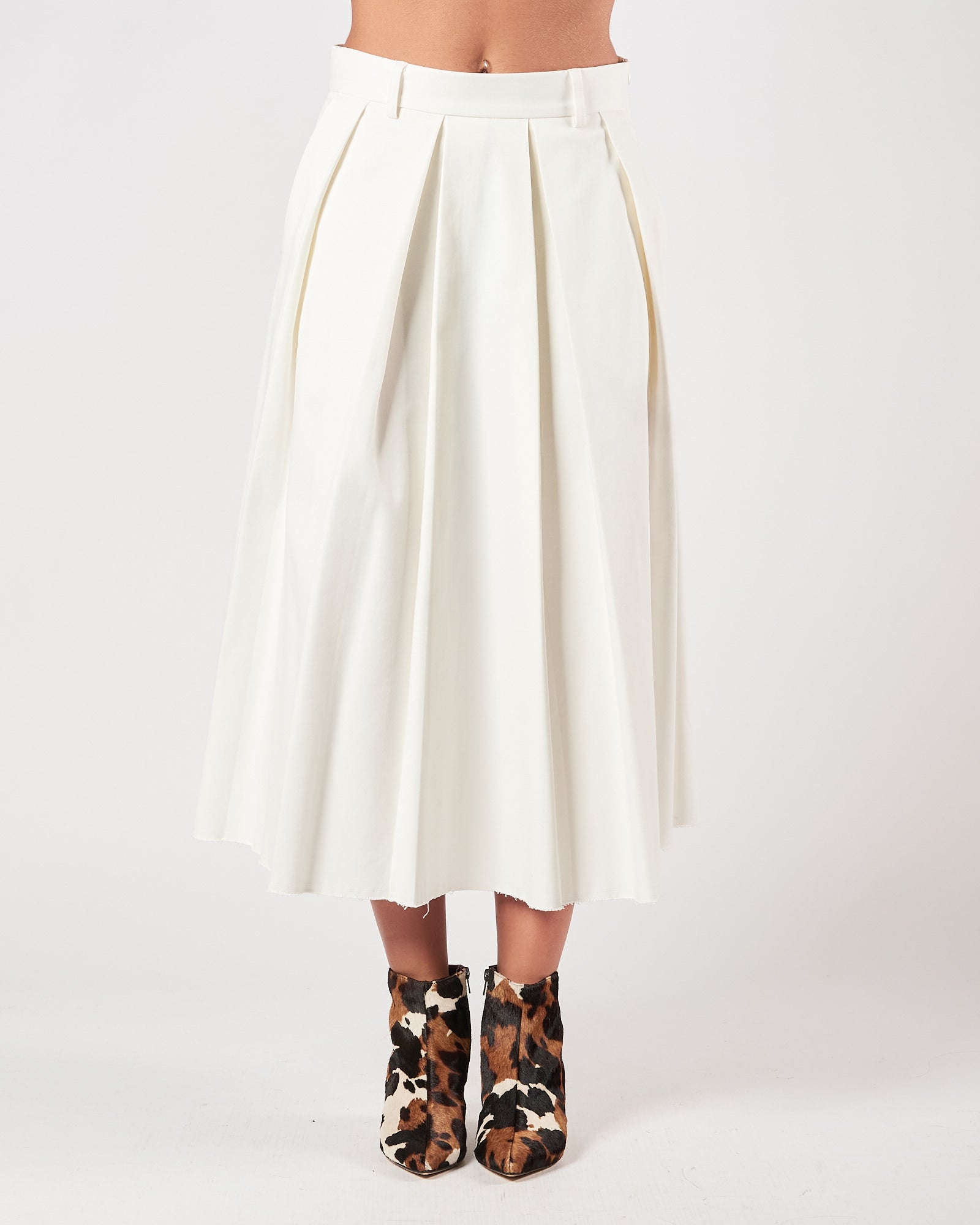 Gonna Tela9 lunga panna con pieghe