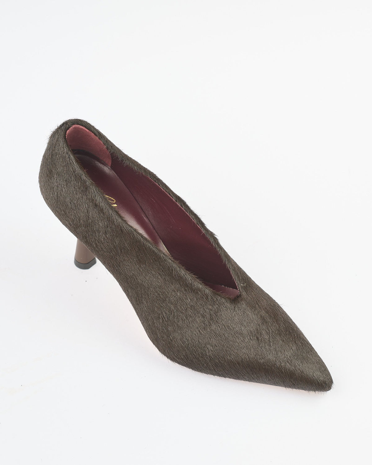 Scarpa Cheville con tacco in cavallino moro